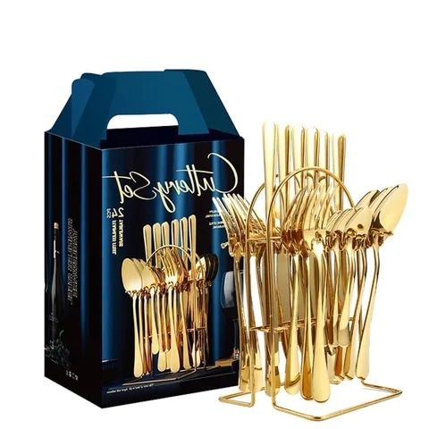 24pcs gold cutlery set