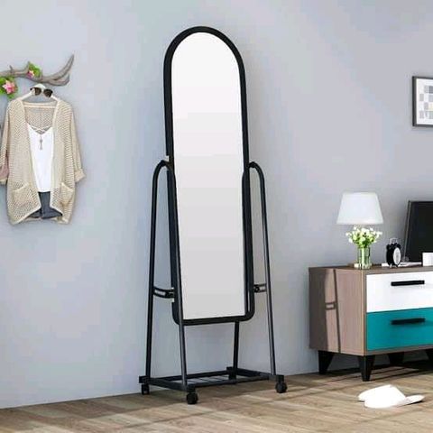 Full Length Dressing Mirror with Wheels, available in black:pink and white.