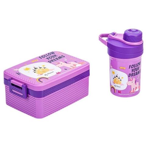 2Pc Lunch Box/Snack Box +Matching Water Bottle Set