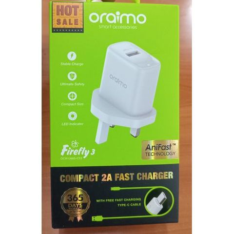 Oraimo TYPE-C FAST CHARGER, WHITE