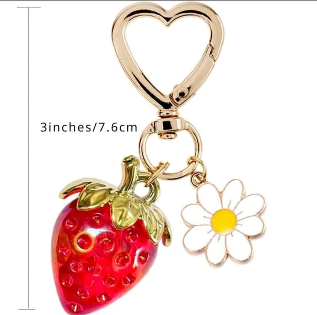 Cute Strawberry purse charm Bag Charms Heart Flower Daisy  Accessories Decor For Women Perfect Gift 