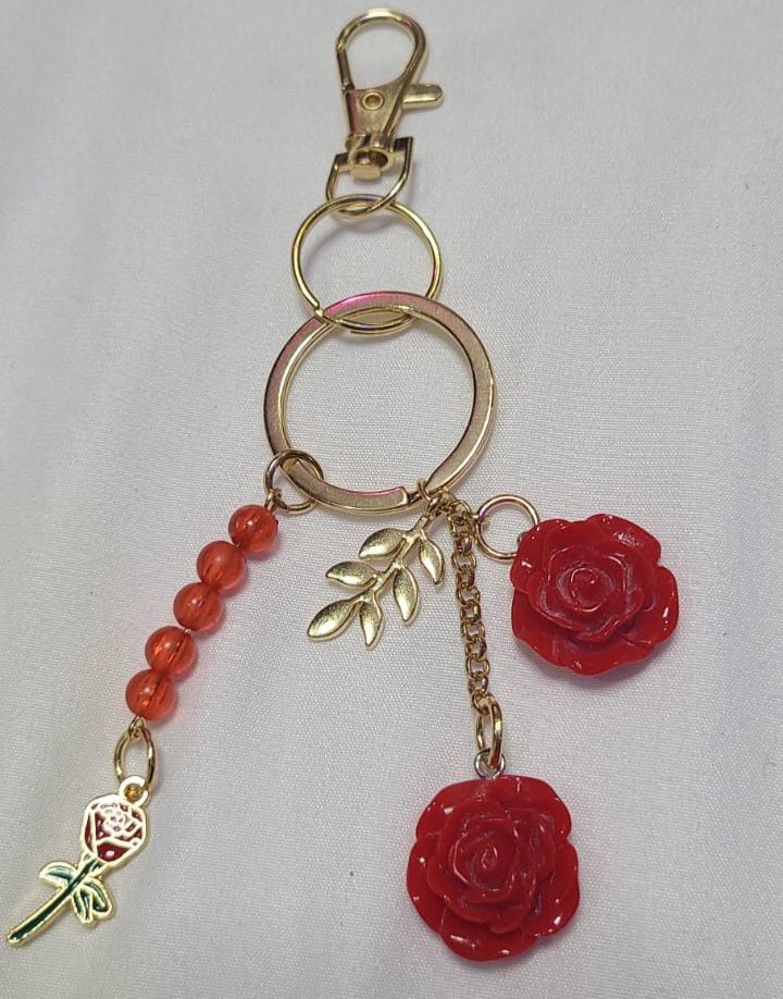 Red Rose Flower Handbag Charm