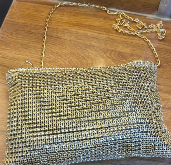 MINI STRAW GOLD COLOR ONE SHOULDER HANDBAG CROSSBODYCHAIN