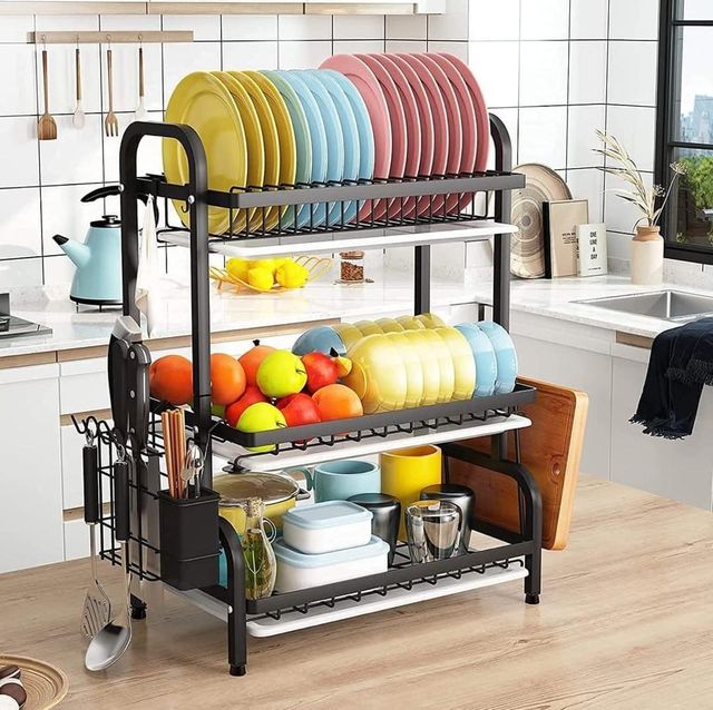 3 layer full dish rack with cutlery holder & Chop Board Holder