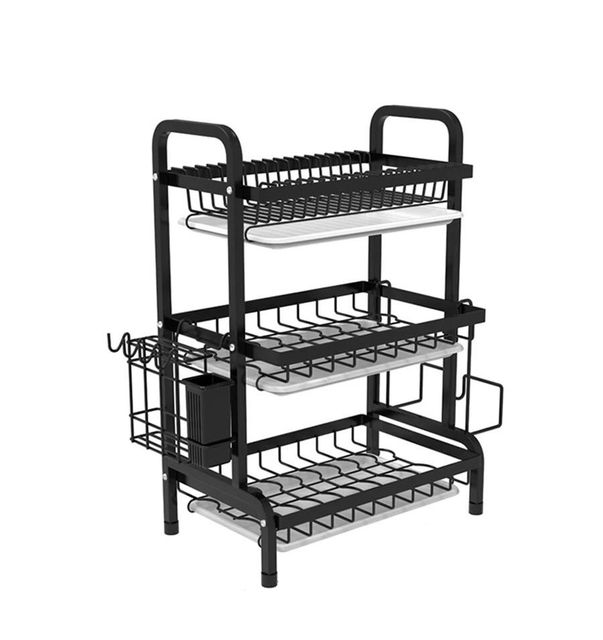 3 layer full dish rack with cutlery holder & Chop Board Holder