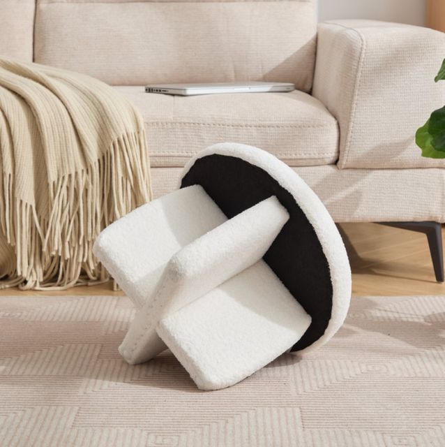 white upholstered Ottoman