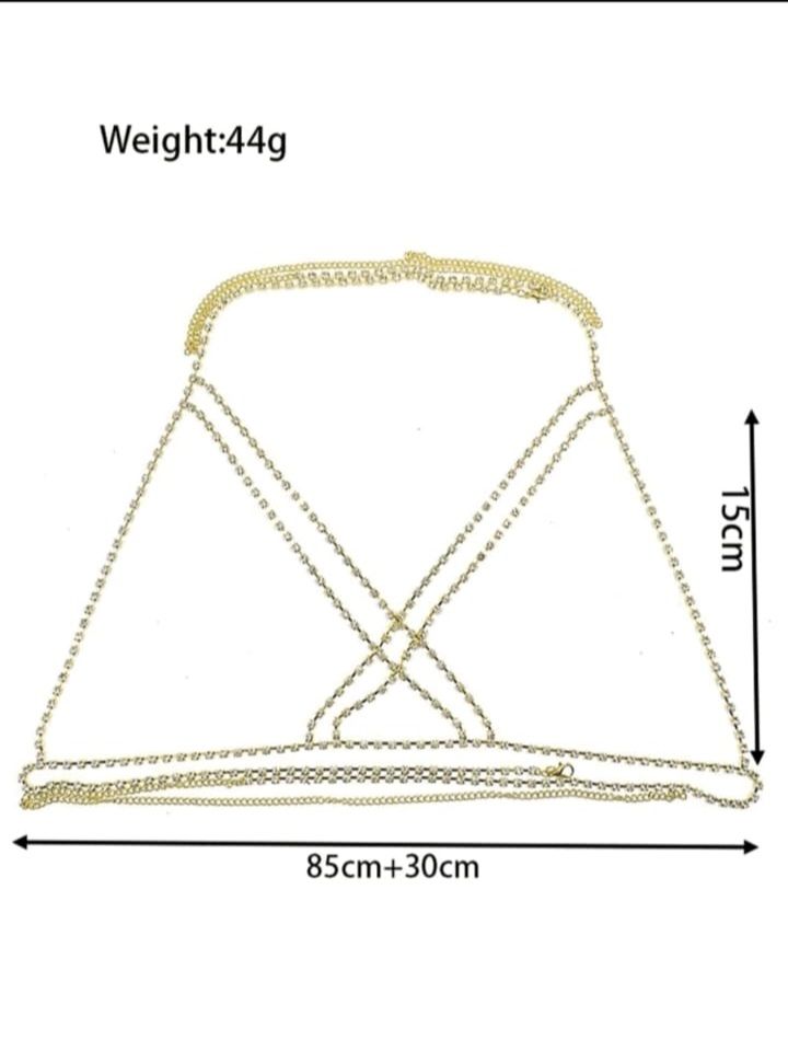 Gold Chain And Stones Chest,, Bikini Accessories 