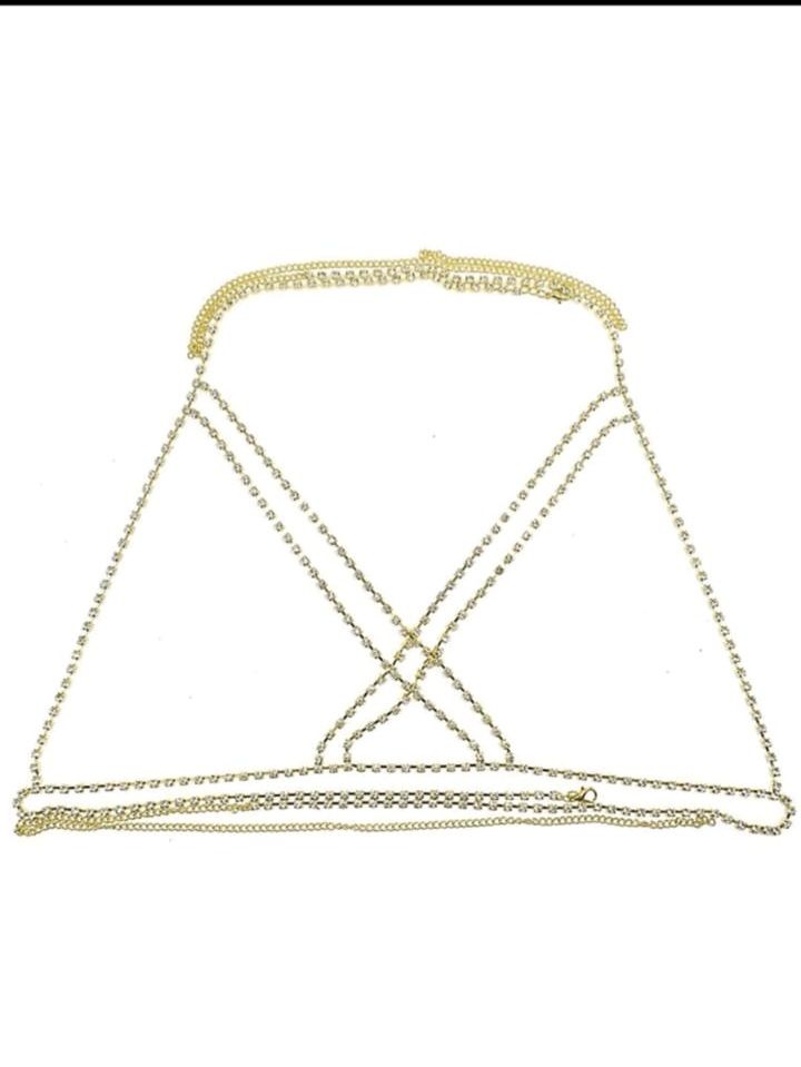 Gold Chain And Stones Chest,, Bikini Accessories 
