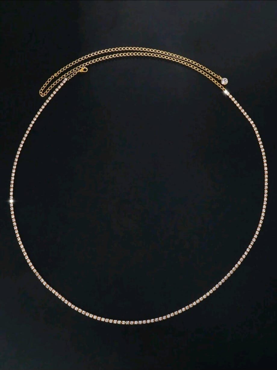 Gold Belly Chain With Stone Decorations 