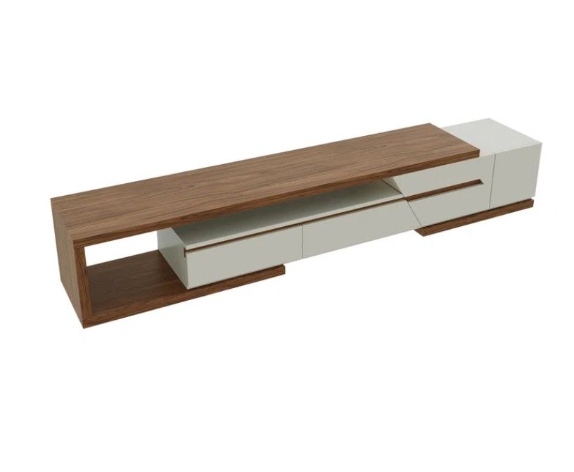 Solid Wood Extendable TV Stand, Wood Media Console With 3 Drawers 1 Storge,