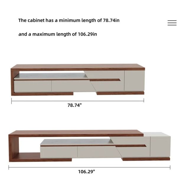 Solid Wood Extendable TV Stand, Wood Media Console With 3 Drawers 1 Storge,
