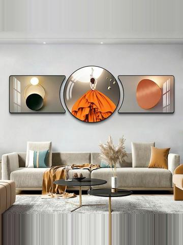 3pcs Crystal porcelain decorative painting 