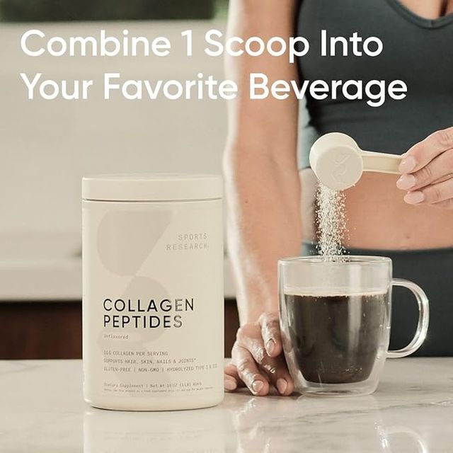 Sports Research Collagen Peptides for Women & Men, Unflavored, Hydrolyzed Type 1 & 3 Collagen