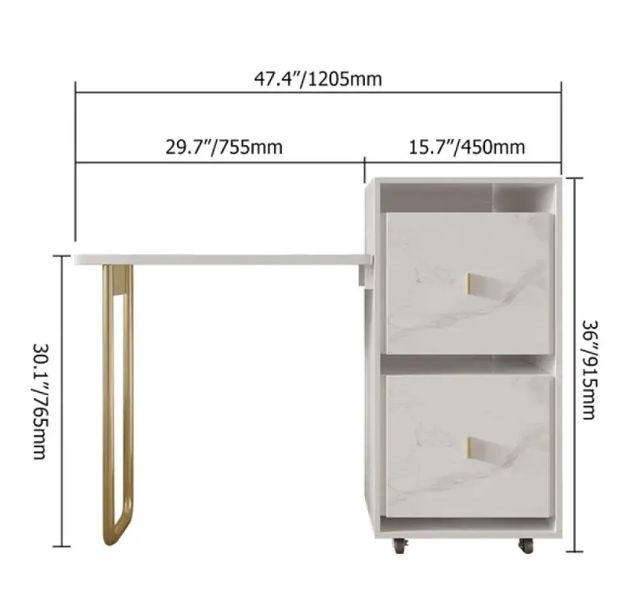 Modern Folding Desk White Extendable Writing Desk with Cabinet & Chair 