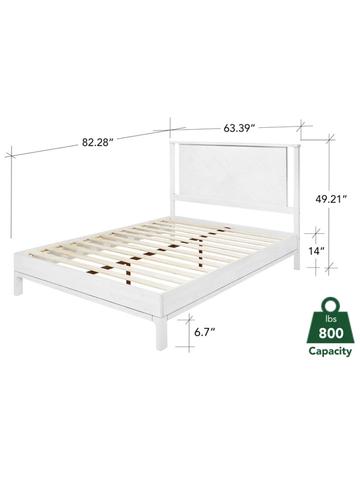 Platform Bed Frame with Headboard – white oak Wood