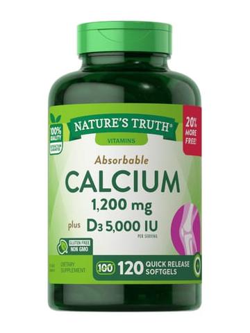 NATURES TRUTH CALCIUM 1200MG + VIT D3 5000IU TABLETS 120'S 