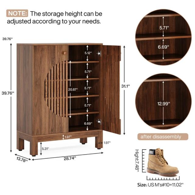 20 Pair Shoe Storage Cabinet With Louvered Doors