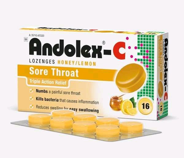 ANDOLEX -C HONEY & LEMON THROAT LOZENGES 16'S 