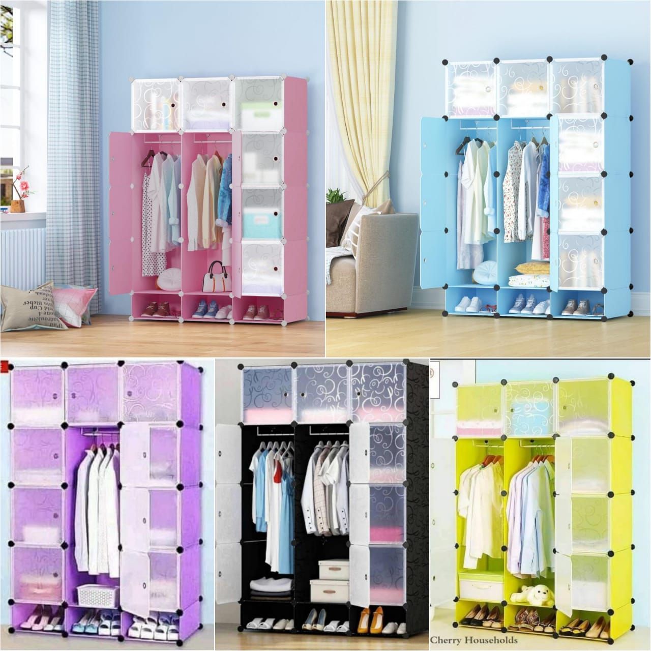 Plastic wardrobe three column